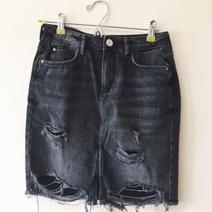 Distressed Denim Skirt